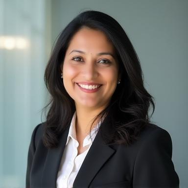 Professional headshot of Anita Sharma, Head of Engineering at Dhruv Foundry.