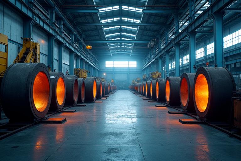 Panoramic view of Dhruv Foundry's state-of-the-art facility, showcasing organized production lines and key machinery.